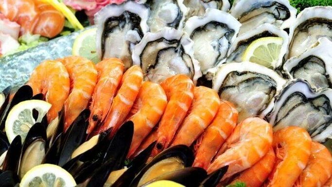 Seafood increases the effectiveness of men due to their high selenium and zinc content